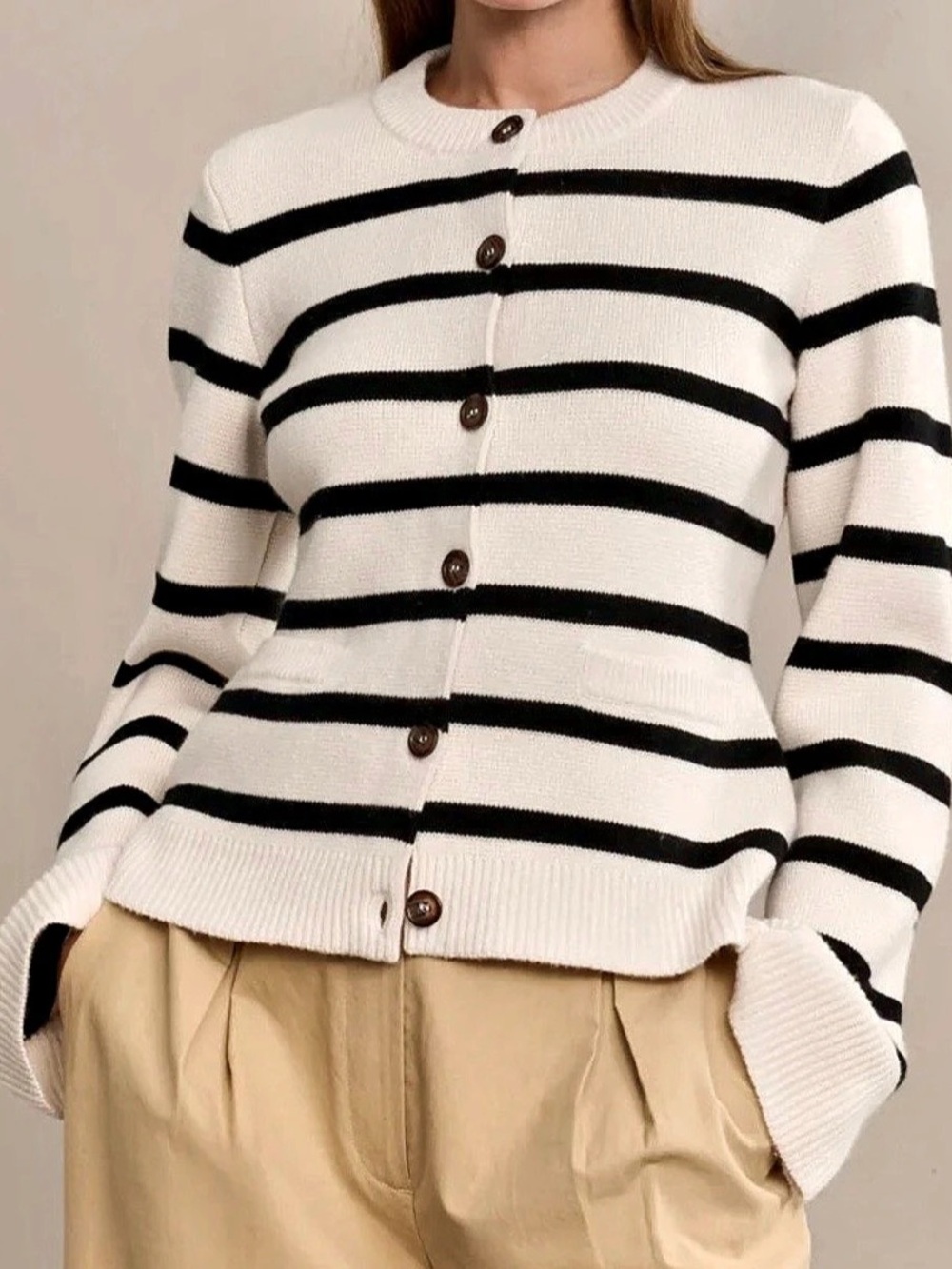 Jenni Kayne Cooper Cardigan in Ivory / Black Stripe - Size XL